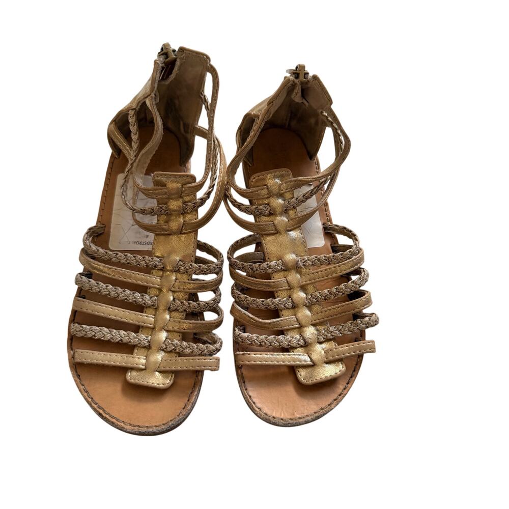 Harper Canyon Girls Gold Faux Leather Gladiator Sandals, Size 2